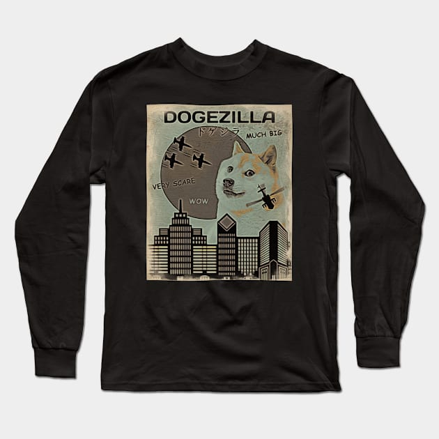 Dogezilla (Vintage) Long Sleeve T-Shirt by SunGraphicsLab